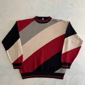 Fenn Wright Manson Color Block Cotton Knit Crewneck Oversized Sweater